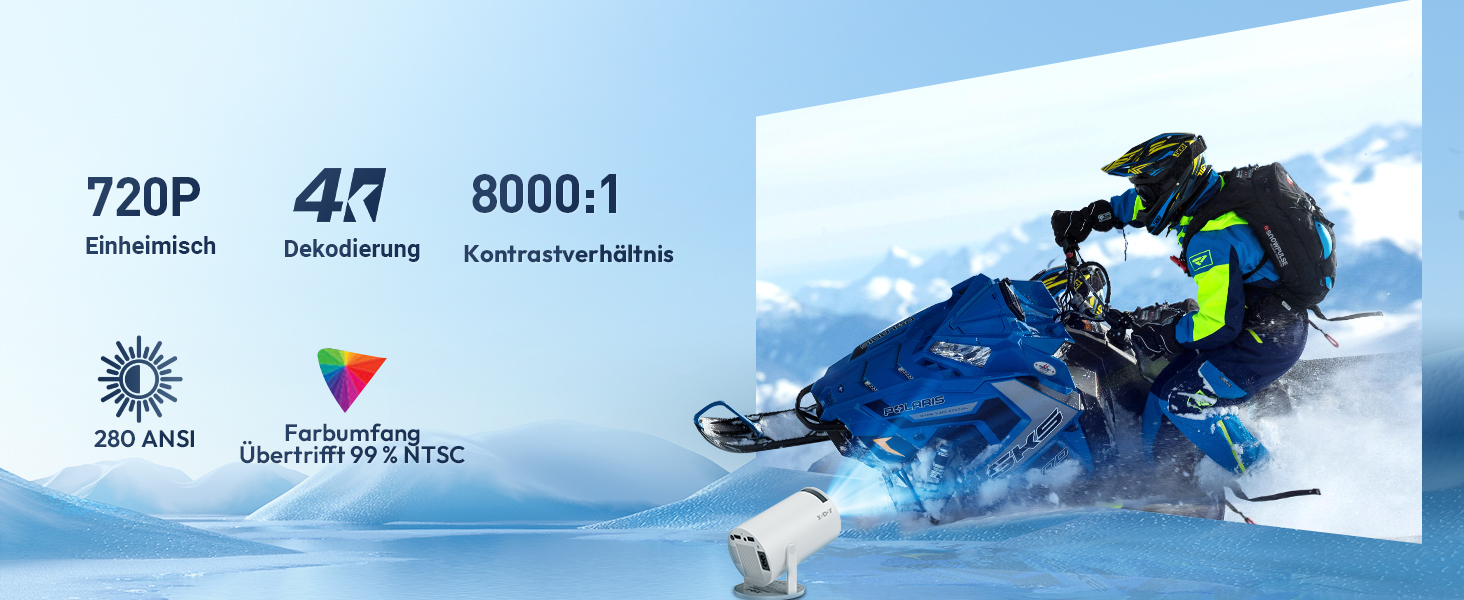 Проектор Xgody Gimbal 3 New: 12000 Люмен, Android 11.0, WiFi 6, Bluetooth, Auto Keystone, Підтримка 4K 1080P, 720P HD, для домашнього кінотеатру (білий)