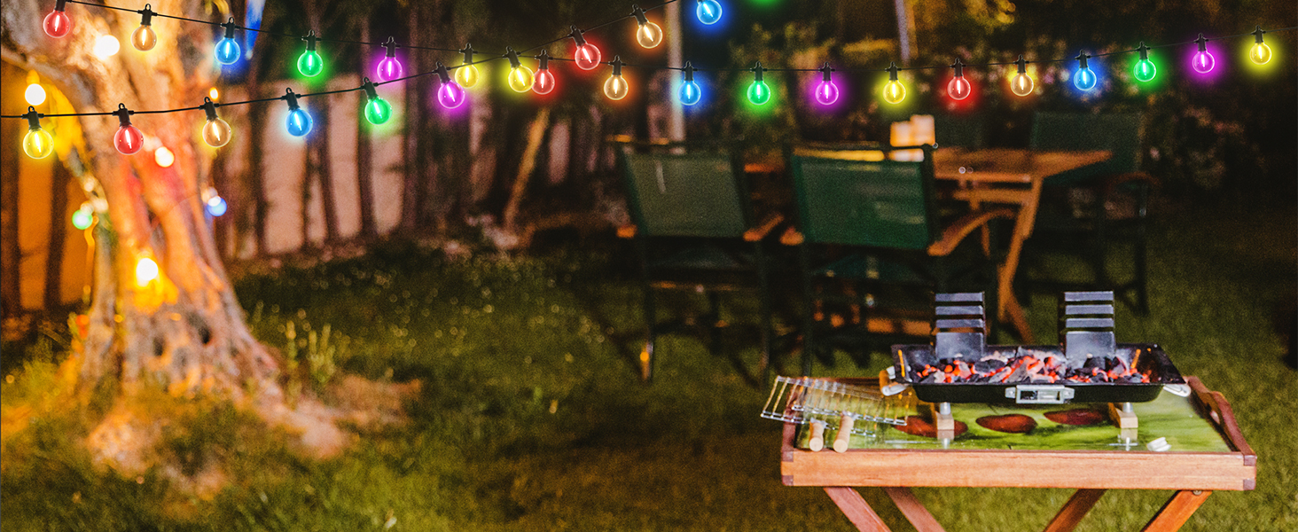 LED гірлянда Kawaya для вулиці 7.6м, 12 кольорових лампочок, IP65, для саду, балкону, вечірок
