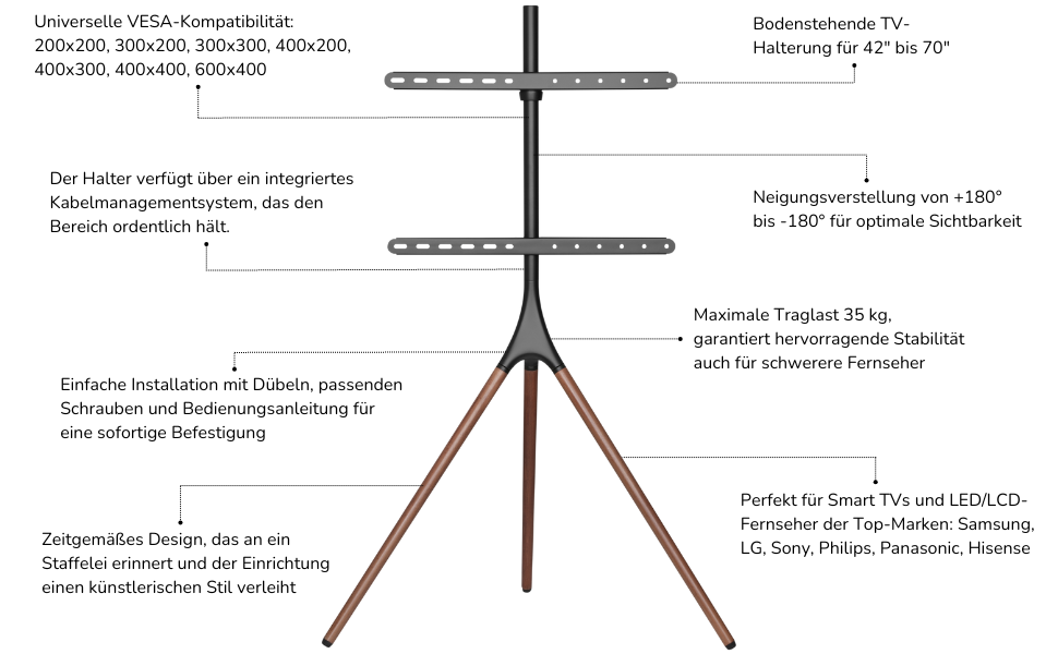 Підставка для телевізора Superior Electronics SUPSTV012 для телевізорів 42-70 дюймів, VESA 200x200, 300x200, 300x300, 400x200, 400x300, 400x400, 600x400