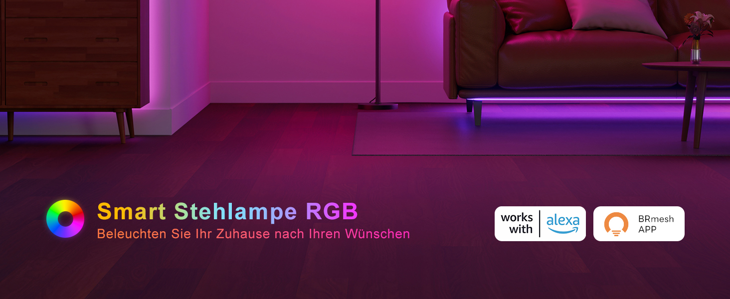 Світлодіодна торшер DUSKTEC RGB для вітальні, смарт-лампа з димером, керування через APP, тепле та холодне біле світло, 10W, 1200LM, регульована висота