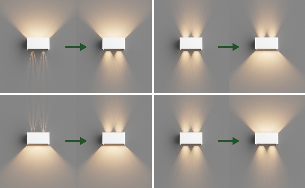 Стіна з зовнішнім підсвічуванням Klighten з LED лампою G9 (18W, 3000K), регульований кут променя, IP54, антрацит/білий