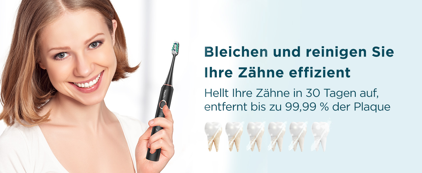 Електрична зубна щітка звукового типу для дорослих та дітей з 8 насадок та 5 режимами. 90 днів роботи від акумулятора, таймер 2 хвилини, дорожній футляр