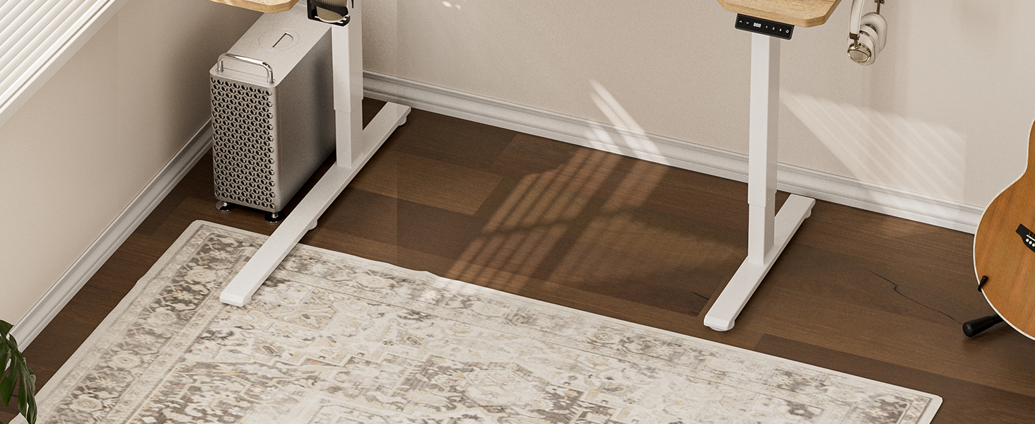 Стол письмовий L-подібний, регульований по висоті, 150 x 100 см, електричний, ергономічний, з підстаканниками та гачками, коричневий