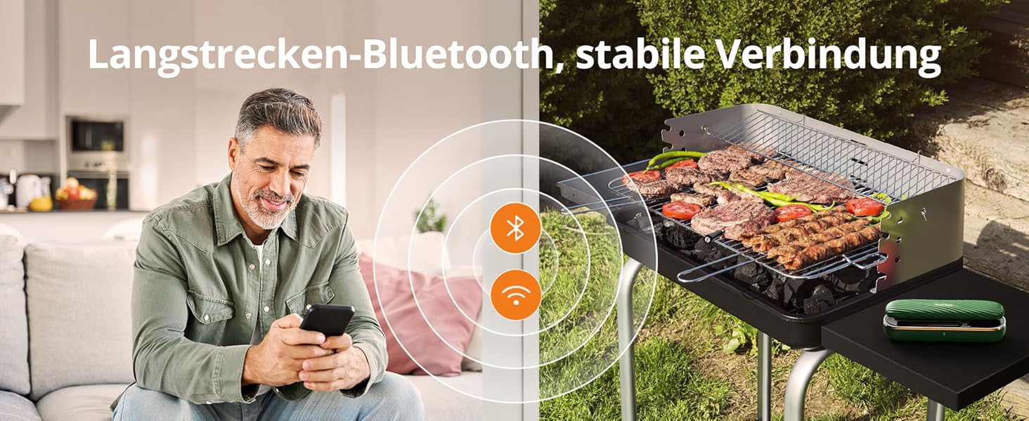Бездротовий термометр для м'яса з Bluetooth, дальність 150м, IP67, з рецептами, для приготування, гриля та BBQ, INT-11XB