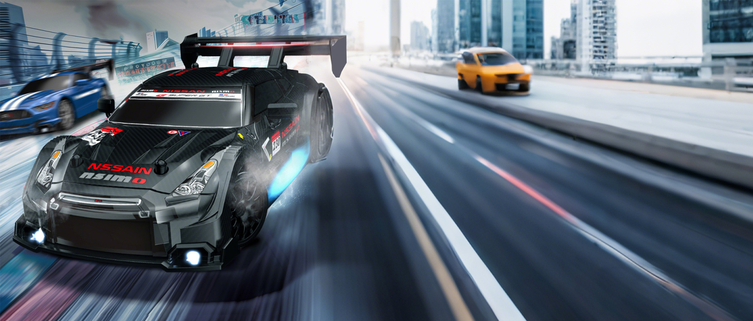 RC Машинка на радіокеруванні Drift Car 1:24, 4WD, 20 км/год, 2.4 GHz, LED, 2 акумулятори, чорна - для дітей