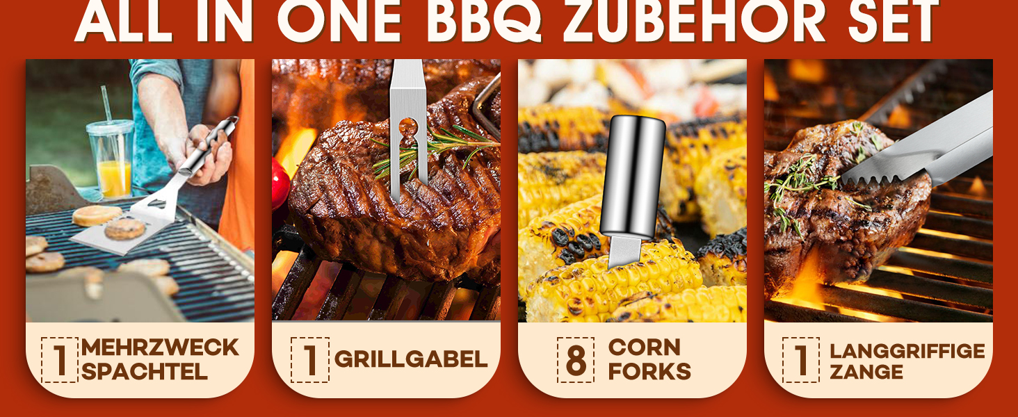 Набір гриль-посуду DRAGON RIOT з нержавіючої сталі, 29 предметів. Преміум-набір аксесуарів для гриля з лопаткою в алюмінієвому кейсі. Ідеальний подарунок для чоловіків, BBQ, для приготування їжі на відкритому повітрі.