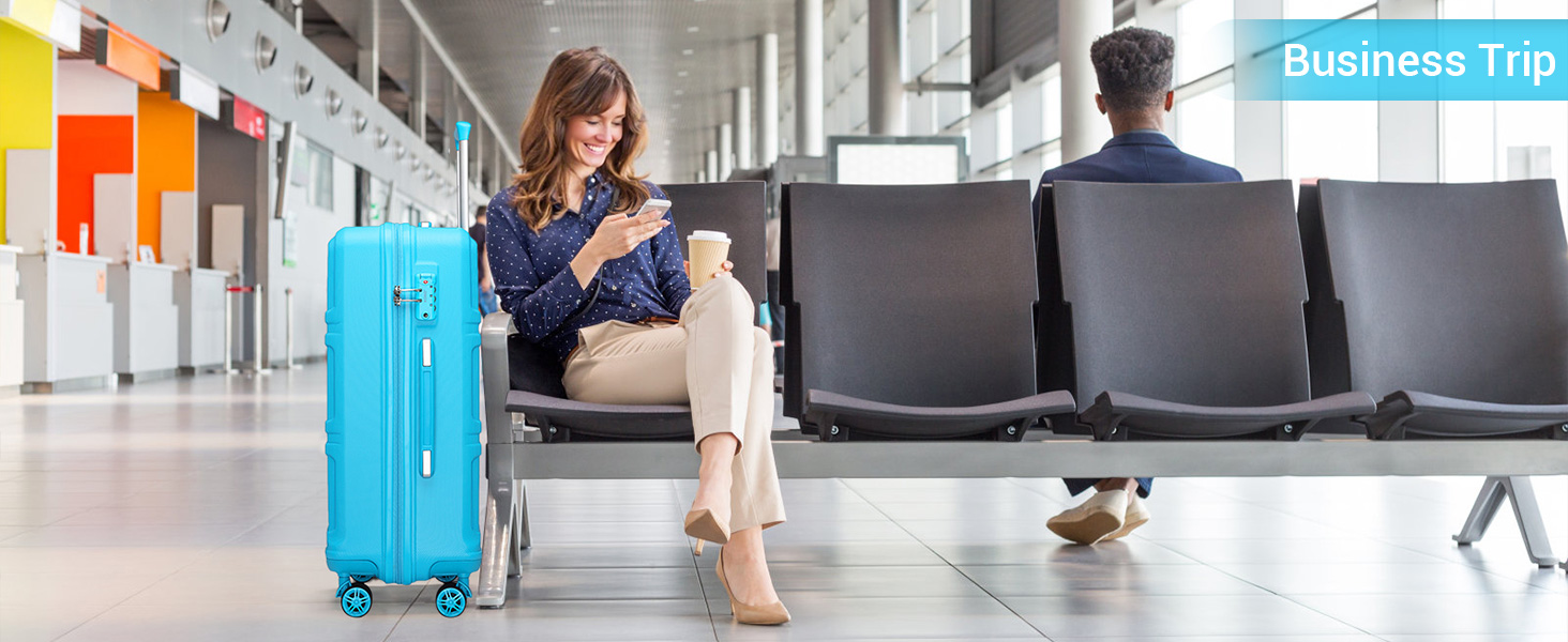 KONO Валіза-Тролей, 65 см, Блакитна - Валіза для подорожей