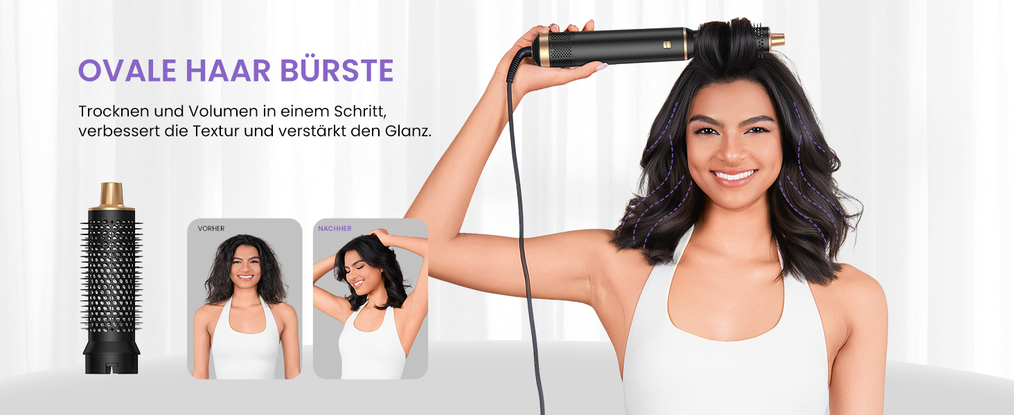 Mogawave Airstyler 5-в-1 Pro 1000W: Фен-щітка, стайлер для волосся з іонізацією (чорний)