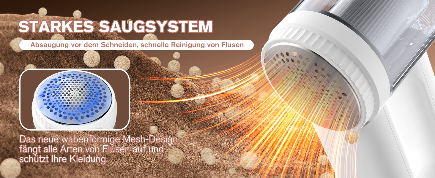 Електричний видальник ворсу Homtronics з USB-зарядкою, LED-дисплеєм та 6-кліновою головкою для одягу, диванів та килимів (білий)