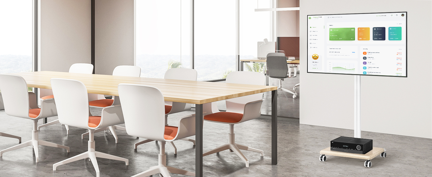 Підставка для телевізора на колесах з полицею, телевізійна тумба, мобільна підставка для телевізора 27-55 дюймів, до 40 кг, VESA 400x400 мм (Бежева)