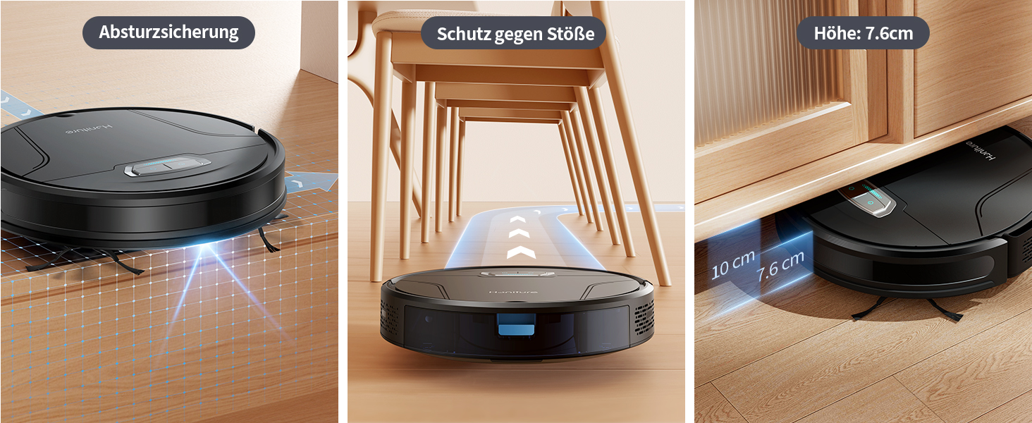 Робот-пилосос HONITURE G20 Pro з функцією миття, 4500Pa, керування через додаток, 180 хв роботи, для тварин, килимів та твердих підлог, чорний