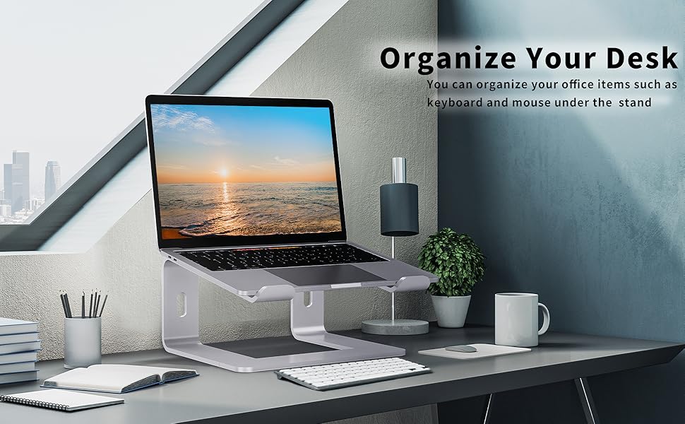 Підставка для ноутбука Orionstar, ергономічна, алюмінієва, з вентиляцією, 10-15.6 дюймів, срібна
