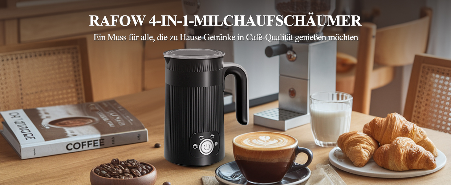 Електричний піноутворювач молока 5-в-1: автоматичний, великий об'єм, для капучино, лате, гарячого шоколаду, миється в посудомийній машині (350мл)