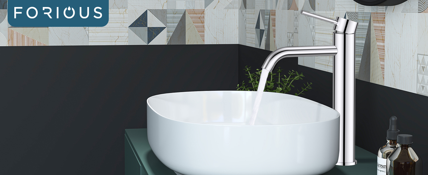 Змішувач для ванної кімнати FORIOUS з набором для зливу, чорний, висота виливу 190 мм, однорідний змішувач для умивальника