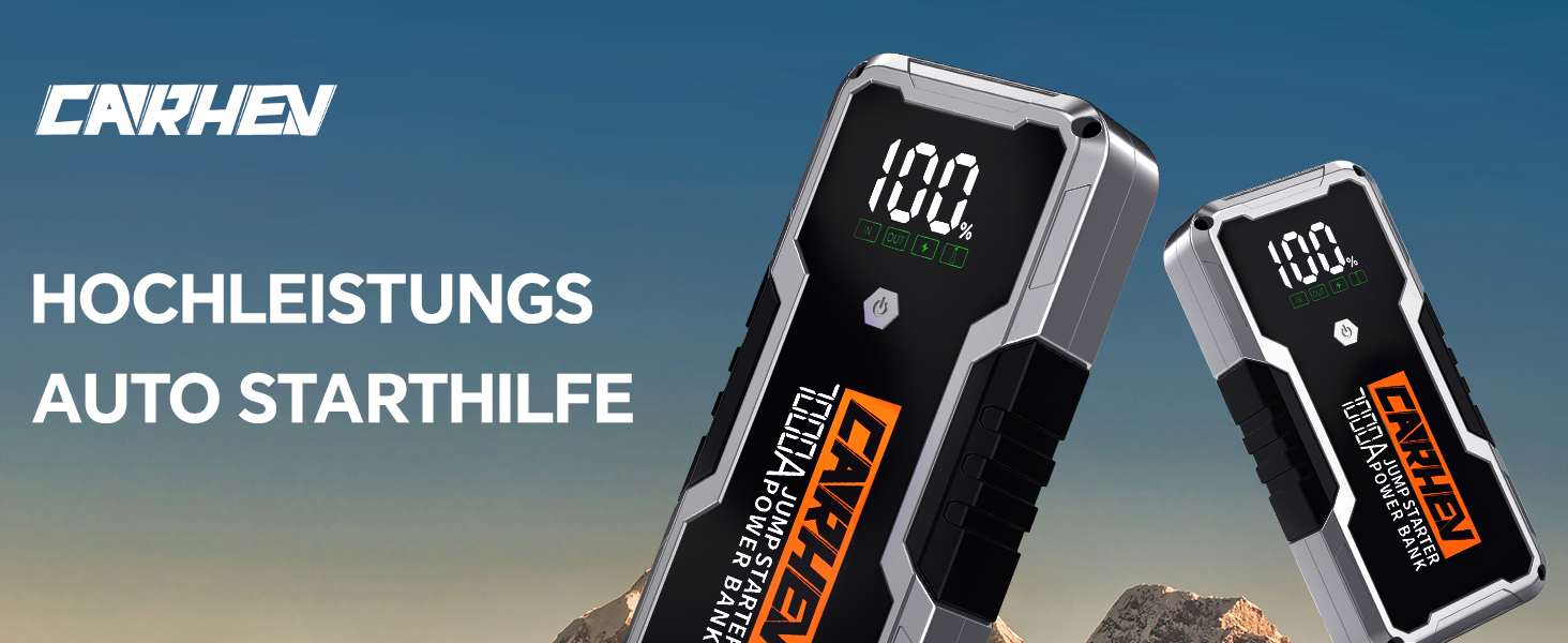 Бустерний пускач CARHEV 7000A для авто 12В (до 10.0L бензин/дизель), Powerbank з QC 3.0 USB та LED-ліхтарем