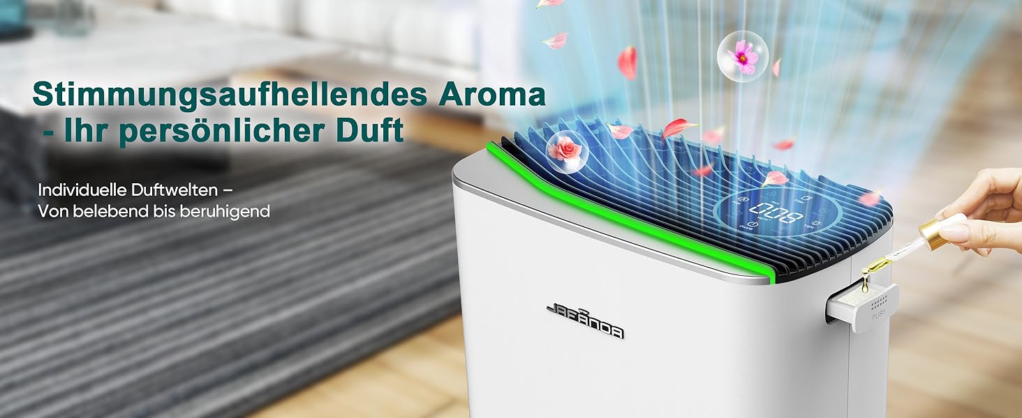 Повітряний очисник Jafända HEPA для алергіків з аромадифузером та фільтром з активованого вугілля, видаляє 99,97% плісняви, пилу, пилку, CADR 268 м³/год (сріблястий)