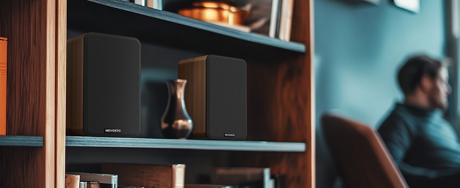 Активні полочні колонки 36W RMS, бездротові Bluetooth 5.4 динаміки для ПК з 5-дюймовим вуфером, USB-цифровим аудіо, регулюванням басів та високих частот, студійні монітори з RCA для вінілового програвача та ТВ, дерево