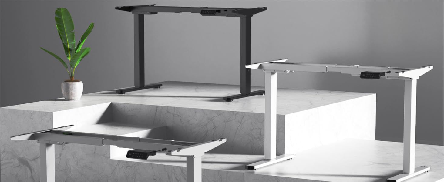 Електричний стіл JUMMICO з регулюванням висоти, з USB-роз'ємом та кабельною гондолою (білий/чорний)