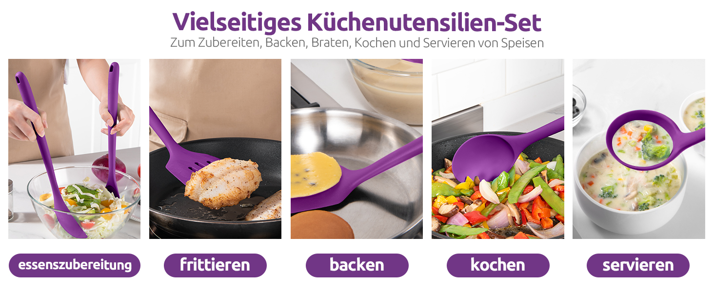 Набір кухонних аксесуарів U-Taste з силікону (5 шт.) - термостійкий, BPA-free, антипригарне покриття