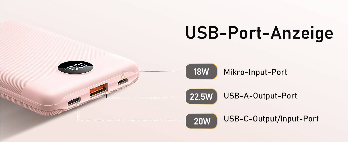 Зовнішній акумулятор Power Bank 10000mAh VEEKTOMX 22.5W Mini PD3.0 QC3.0 USB C, сумісний з iPhone/Samsung/Huawei