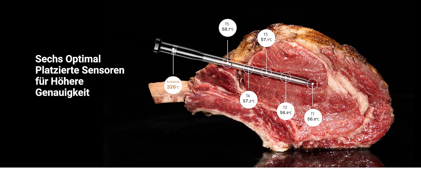 ThermoMaven P2: Розумний термометр для м'яса з Bluetooth 5.3, 6 датчиками, Wi-Fi моніторингом, IPX8 водонепроникність, для гриля, духовки, кухні, фритюрниці (4 зонди)