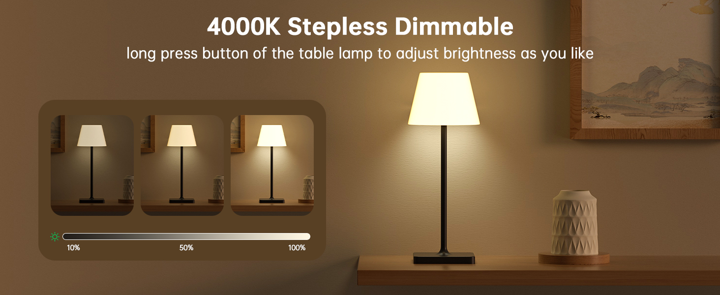 LED лампа настільна акумуляторна бездротова, диммувана, з сенсором, 4000mAh, з функцією павербанку, IP44, вологозахищена, для дому та вулиці (чорна)