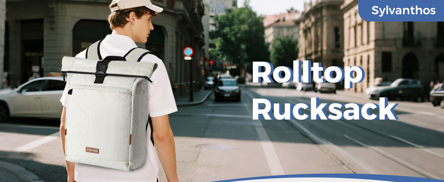 Водонепроникний рюкзак для ноутбука Rolltop 18-25Л, бежевий (30x13x48 см)