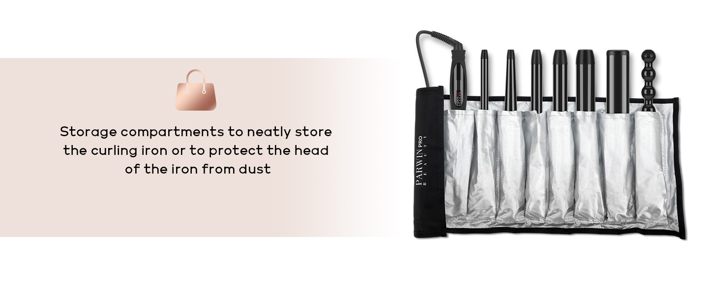 Професійний локон-інструмент Parwin Pro Beauty Lockenstab 7-в-1 з керамічним покриттям, LCD-дисплей, 100-230°C