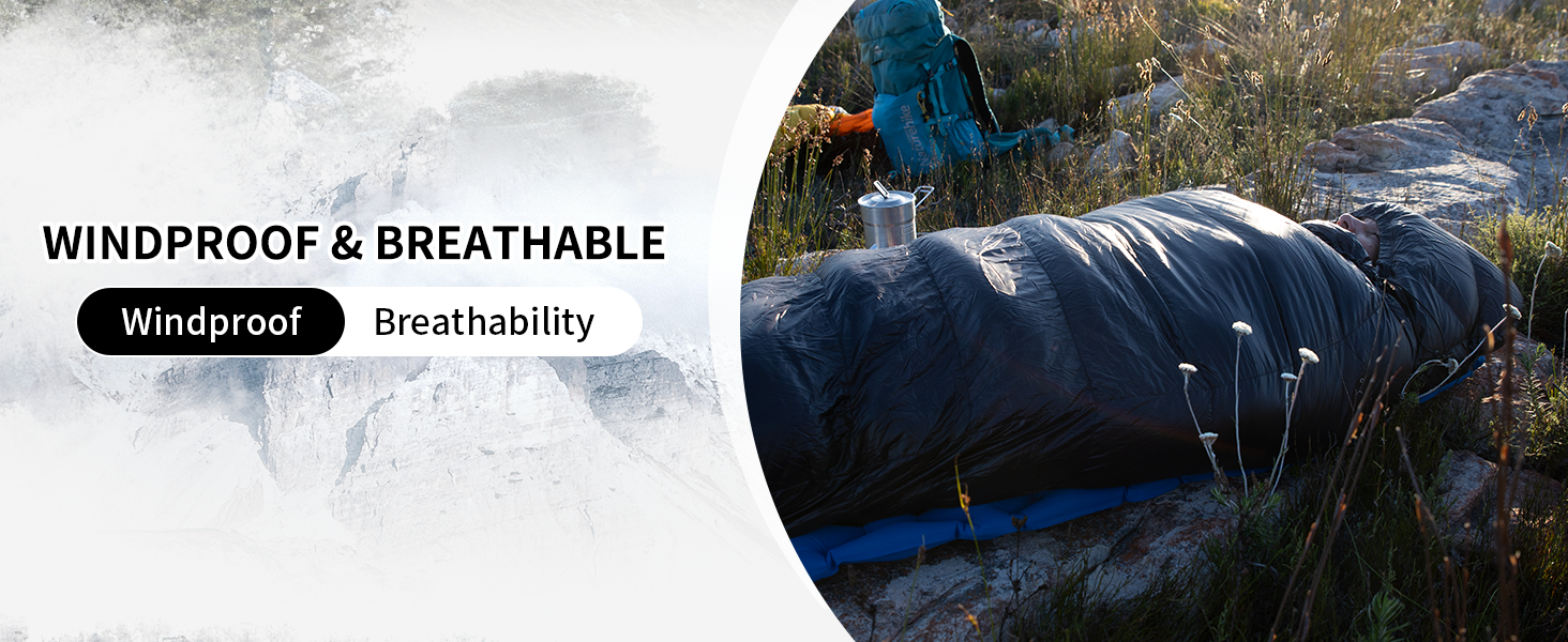 Ультралегкий спальний мішок Naturehike CW400 RDS пух, чотирисезонний компактний спальник для кемпінгу та подорожей, чорний, розмір L (6°C)