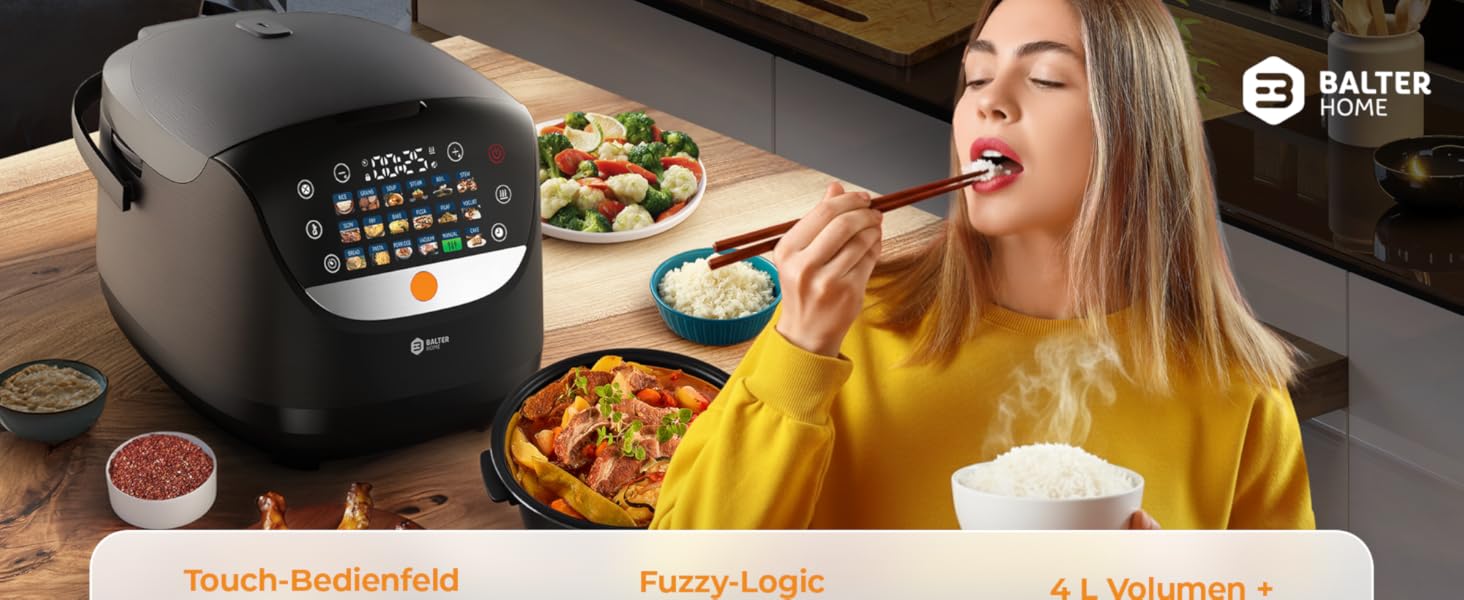 Бальтер Мультиварка-рисоварка, 4л, 18 програм, Fuzzy Logic, з аксесуарами та рецептами