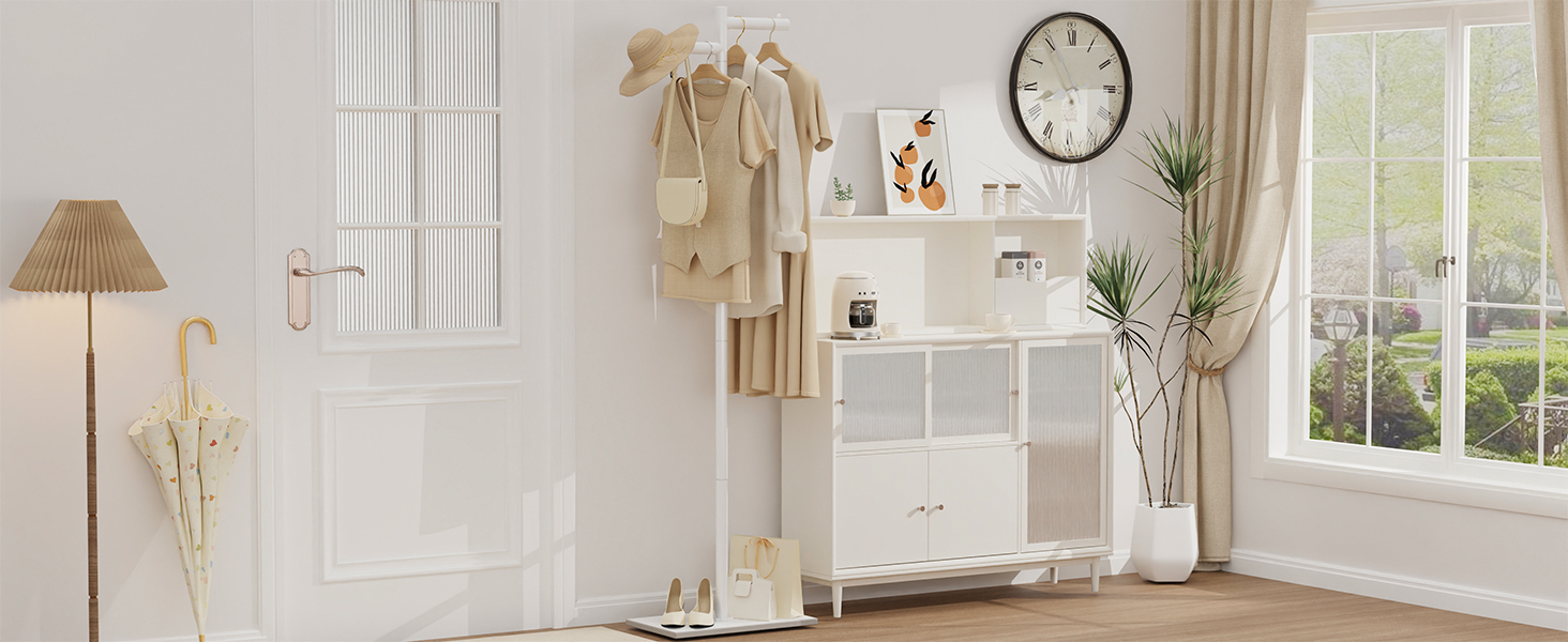 Підлогова вішалка для одягу Metall, стійка вішалка для курток, 175 см, білий колір, 39x26x175 см