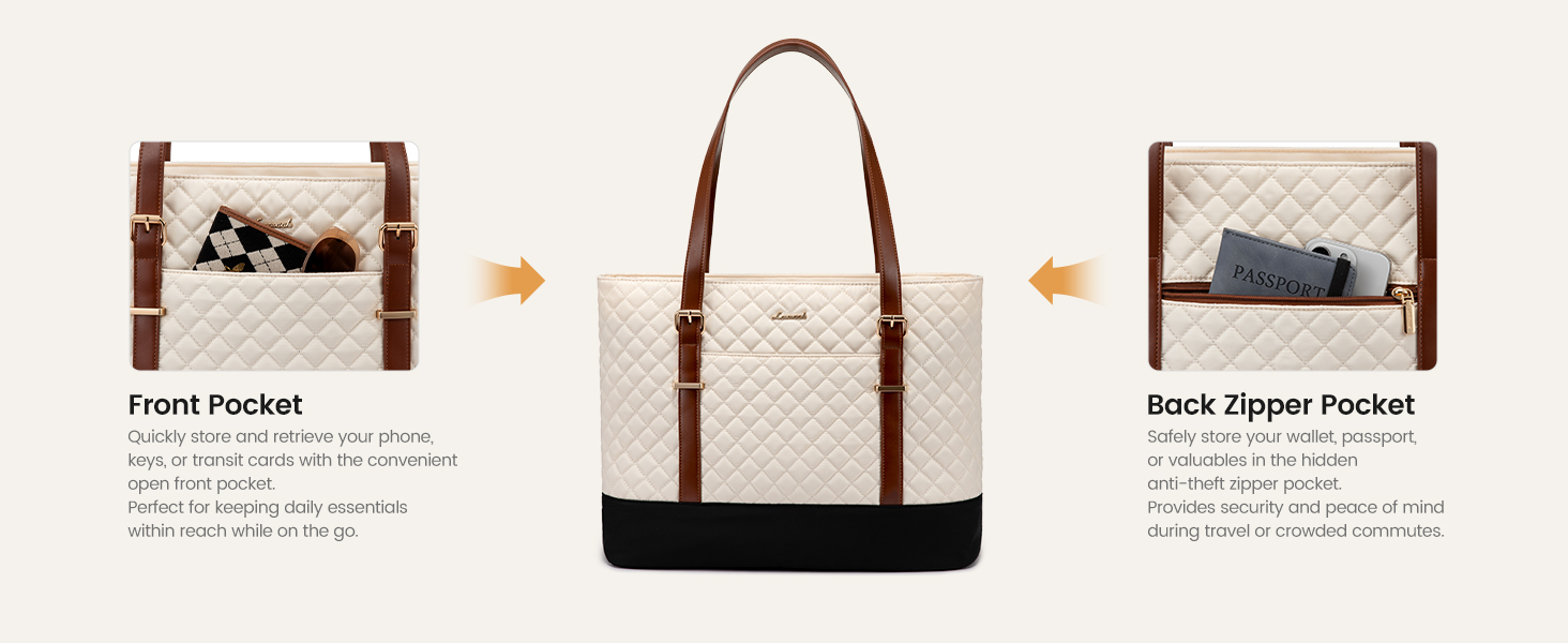 Сумка для ноутбука LOVEVOOK 15.6 дюймів для жінок з відділенням для ланчу, сумка-шоппер, ділова сумка, портфель, сумка для навчання, середнього розміру, водонепроникна, чорна