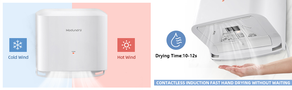 Автоматичний електричний сушар для рук настінний, компактний, для дому та комерційного використання (білий)