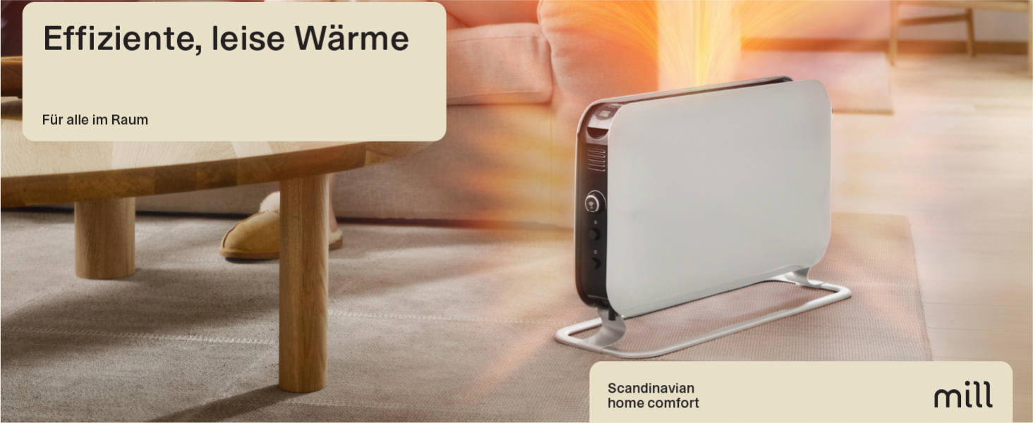 Електричний конвекторний обігрівач Mill 1200W, 14-18 м², WiFi, енергозберігаючий, білий