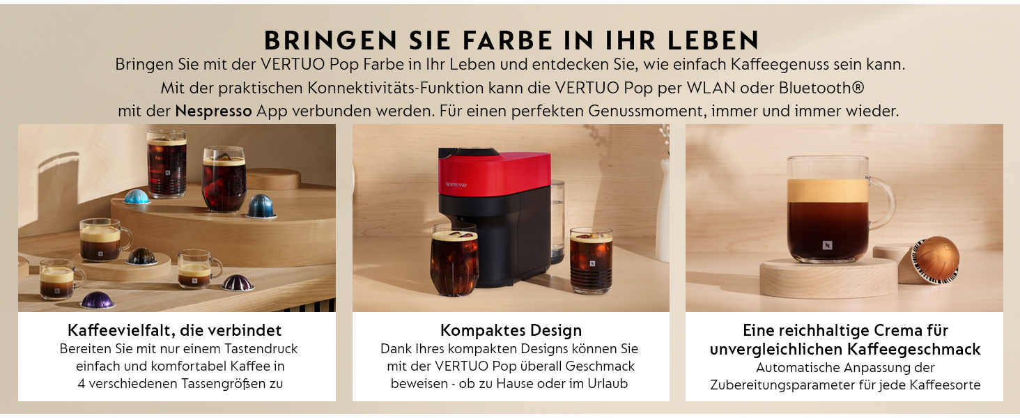 Кавомашина Nespresso Krups Vertuo Pop Coconut White 560 мл - автоматичне розпізнавання капсул, 4 розміри чашок