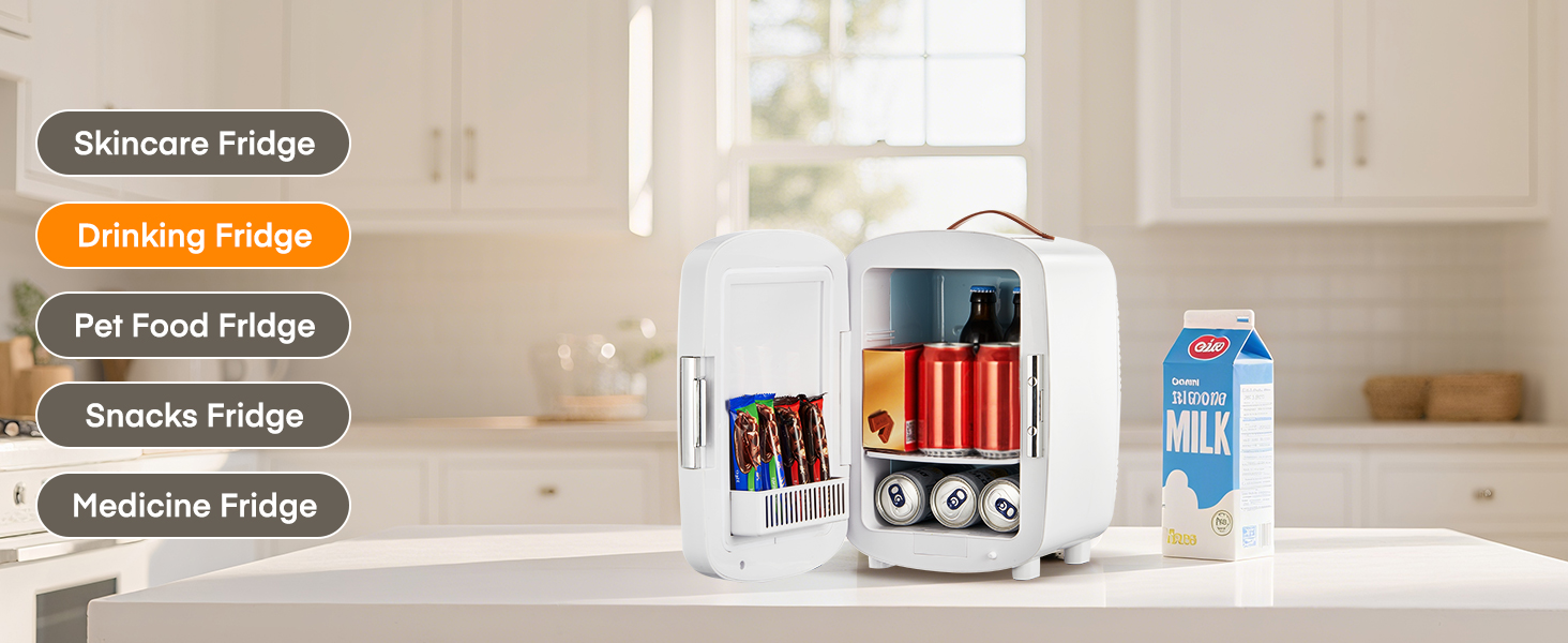Міні холодильник FOHERE 10 л (12 банок), білий: для косметики, напоїв, авто, офісу