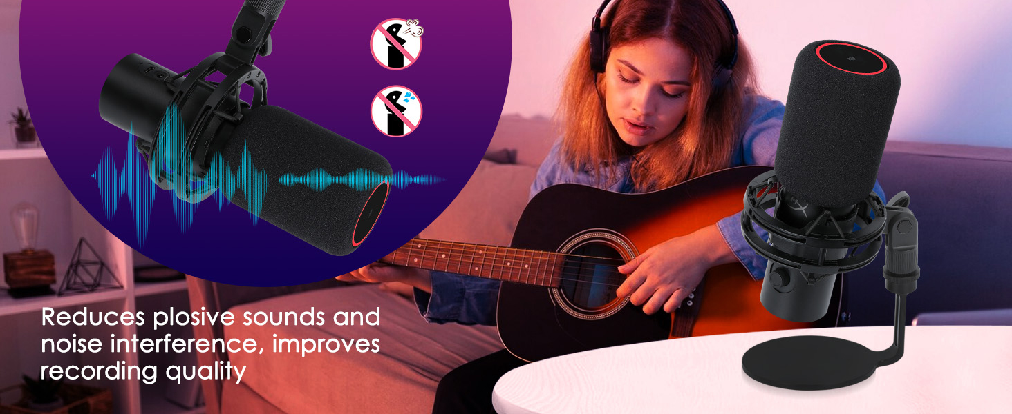 Стрічковий мікрофон HyperX QuadCast з кріпленням та поп-фільтром YOUSHARES - для QuadCast S, Fifine AM8, Blue Yeti, Razer Seiren Mini V3