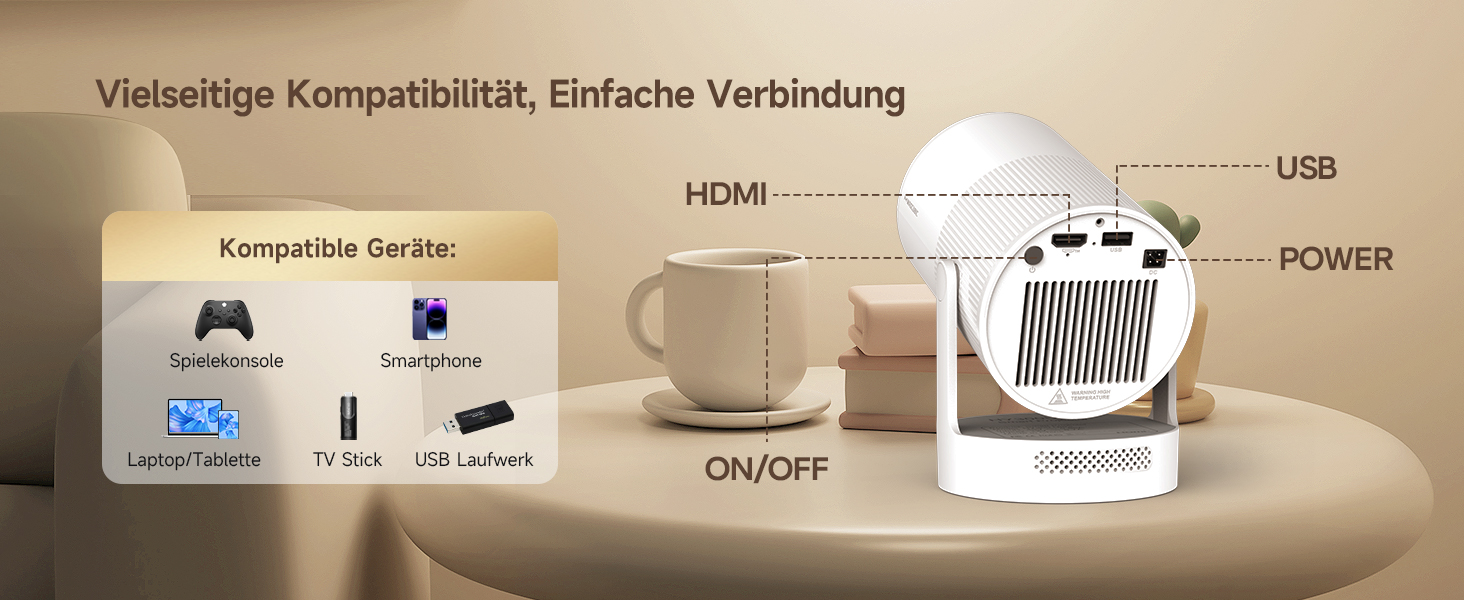 Міні проєктор Beamer 4K Android 11 Smart з автофокусом, WiFi 6, BT 5.0, Full HD 1080P, 260 ANSI, корекція трапецеїдальних спотворень, 5W динамік