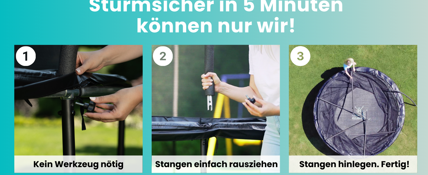 Батут Zero Gravity Ultima 4 Ø366 см: Комплект з драбиною, чорний, TÜV GS, швидке складання для вулиці