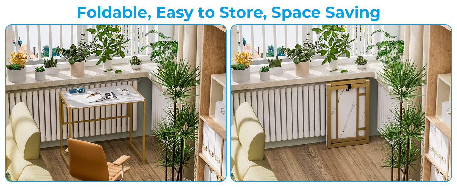 Злагоджений стіл GreenForest 80x48 см, розкладний, без монтажу, для дому та офісу, золотий колір