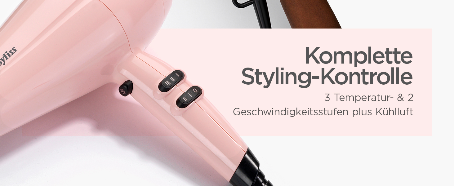 Фен для волосся BaByliss Rose Blush 2200 Вт з 3 рівнями температури та 2 режимами швидкості, 5337PRE