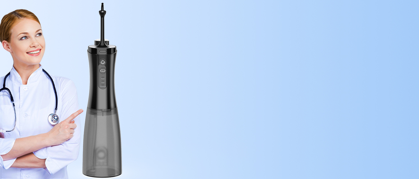 Електрична ірigator для порожнини рота VITCOCO бездротовий, 350 мл, 12 режимів, 5 насадок, чорний