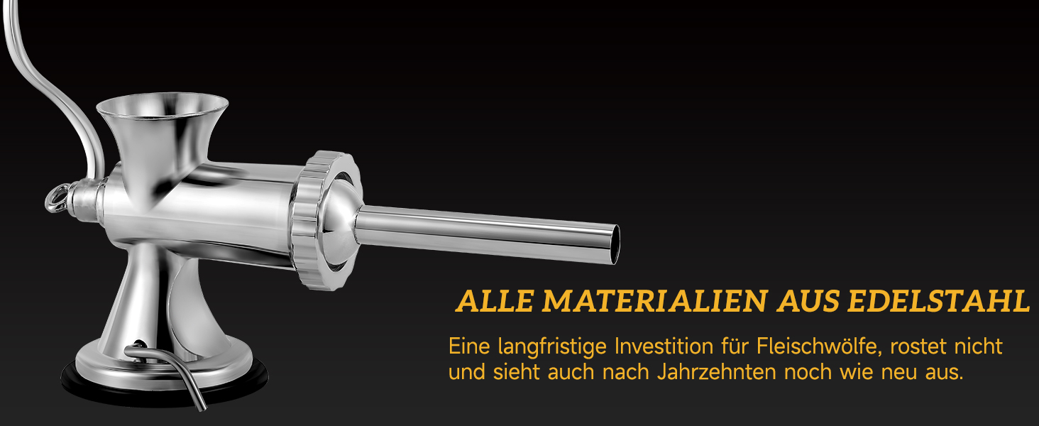 М'ясорубка ручна Hanchen з нержавіючої сталі, багатофункціональна, для ковбас та овочів (12 насадок)