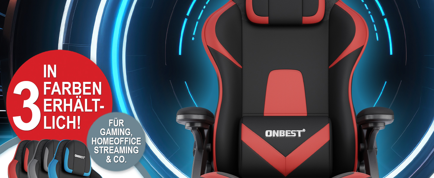 Ігрове крісло Onbest Premium Ergonomic регульована подушка для шиї та попереку 150 кг синій