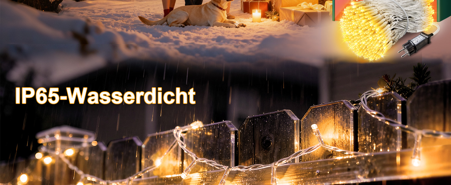 Світлодіодна гірлянда для вулиці 35м, 300 LED вогників для новорічної ялинки, теплий білий колір