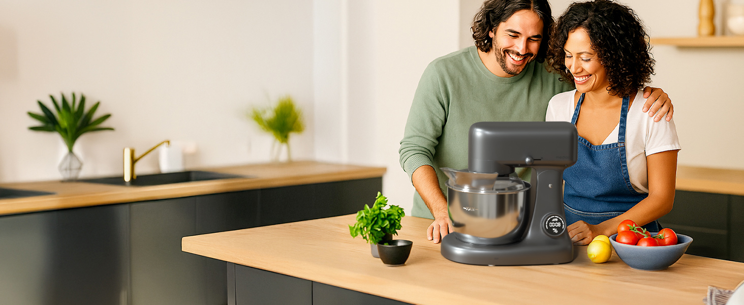 Кухонна машина MEDION MD 12600 Titan: м'ясорубка, 4.6 л чаша з нержавіючої сталі, 800 Вт, тихий двигун, сенсорне дисплею