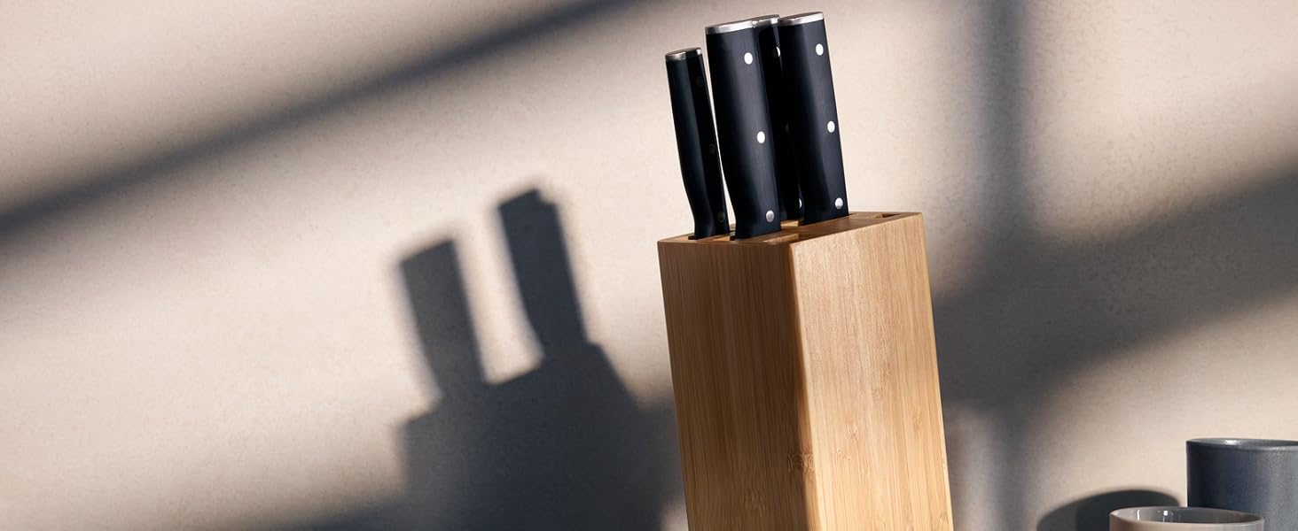 Набір ножів WMF Sequence з підставкою, 6 предметів, Німеччина, з бамбуковою підставкою