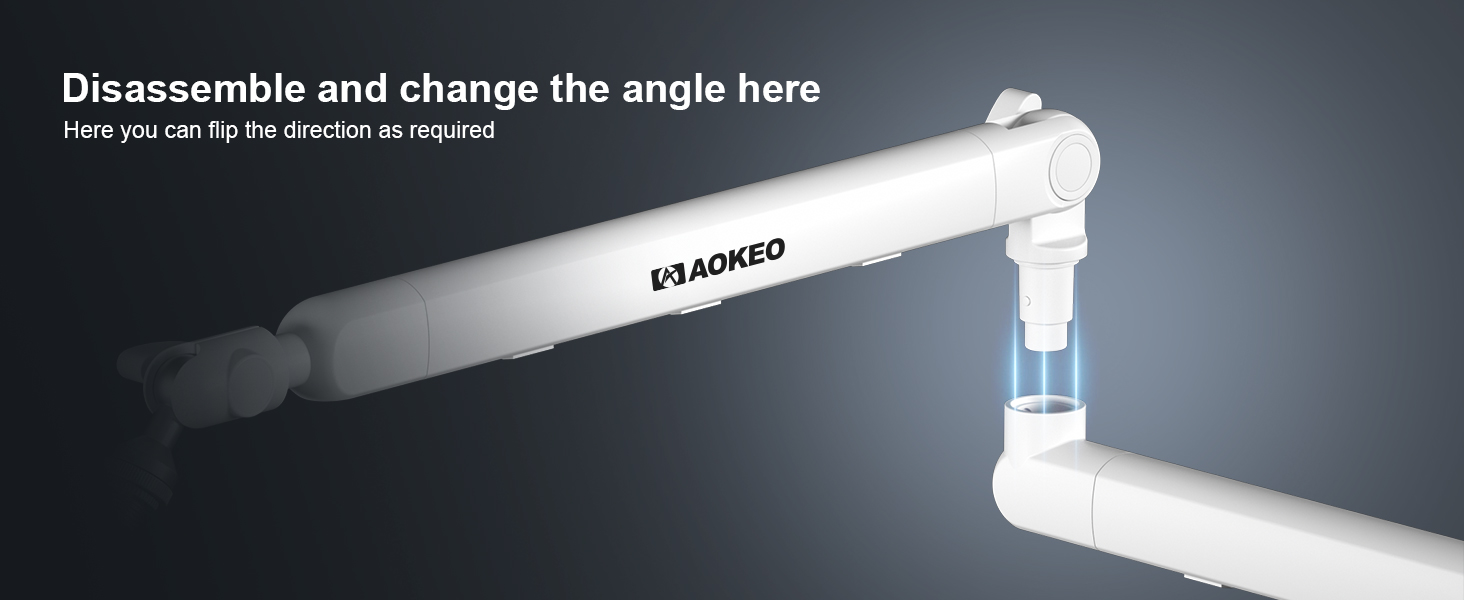 Стійка для мікрофона Aokeo AK-55 для столу, біла - для Yeti, Snowball, HyperX, Elgato