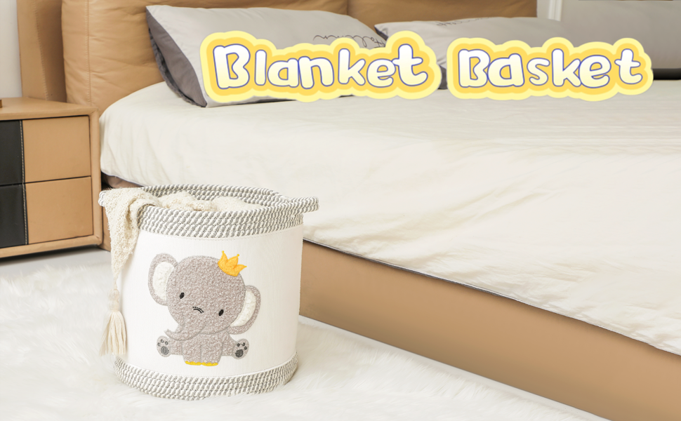 Набір кошиків для зберігання 3 шт. плетені кошики для іграшок, білизни, дитячий органайзер для іграшок, одягу, м'яких іграшок, місткі та надійні кошики (Kronen-Elefant)