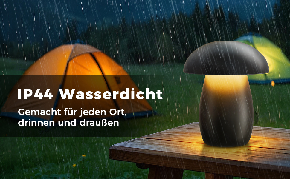 FUYO Pilz Lampe Kabellos: Бездротова лампа-гриб з торшером, сенсорне керування, регулювання яскравості та функція пам'яті, сучасний дизайн для спальні, вітальні та кемпінгу, елегантний чорний колір